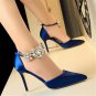Women shoes flower cyrstal rhinestone satin wedding bridesmaid shoes woman pumps high heels stiletto