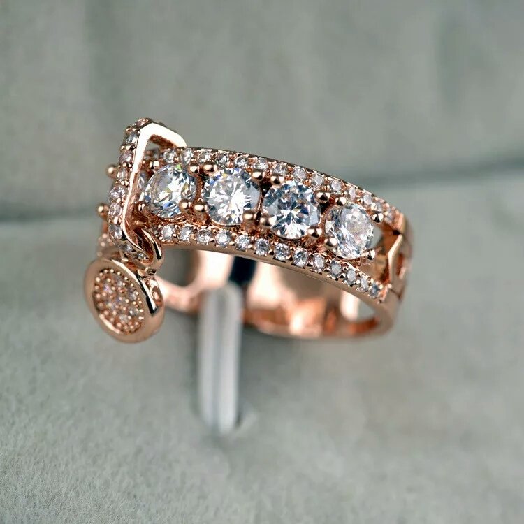 Crystal Zircon Stone Ring Unique Style Fashion Rose Gold Silver Jewelry Vintage Wedding Rings