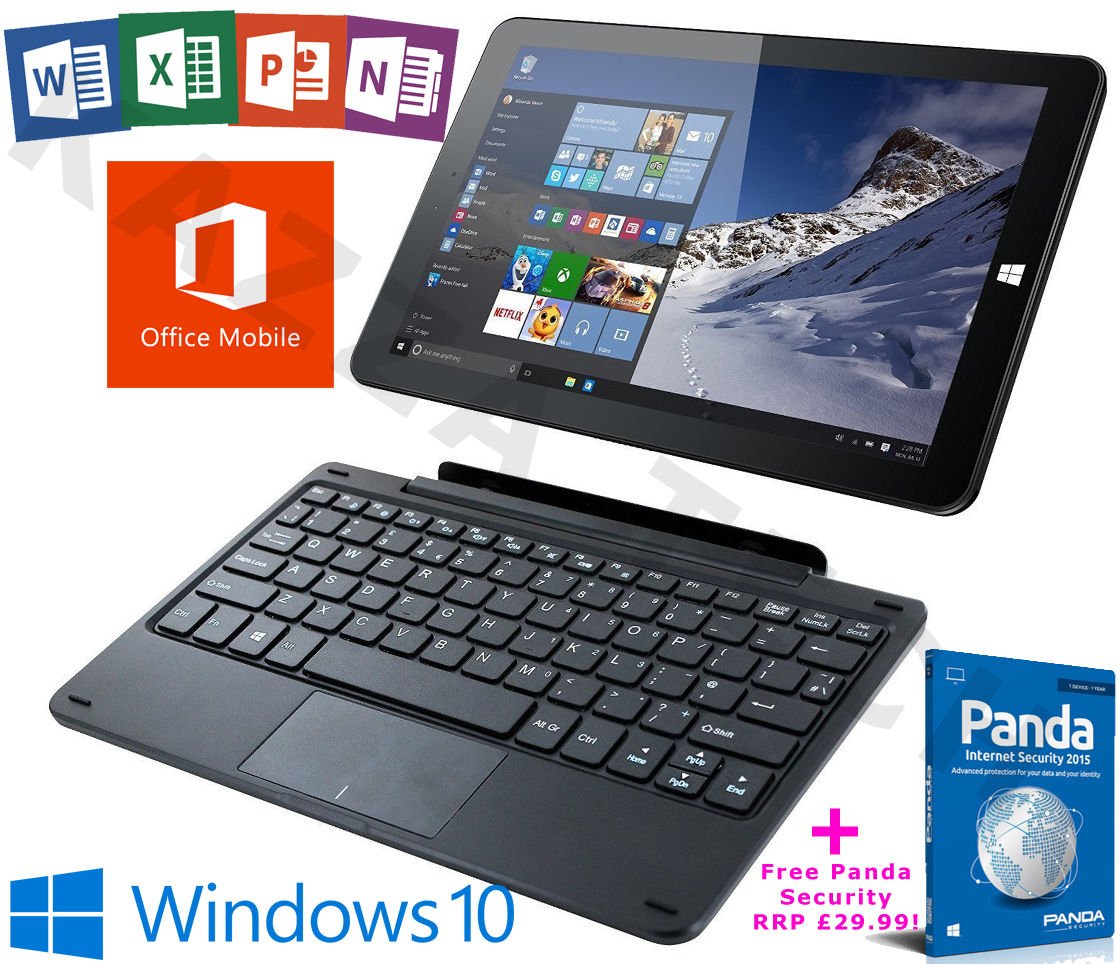 Linx 1010B Intel Quad Core 32GB 2GB Windows 10 Office 10.1" Tablet Keyboard Dock.