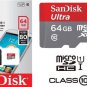 SanDisk Ultra 64 GB microSD SDXC Memory Card UHS-I Class 10 SD Adapter