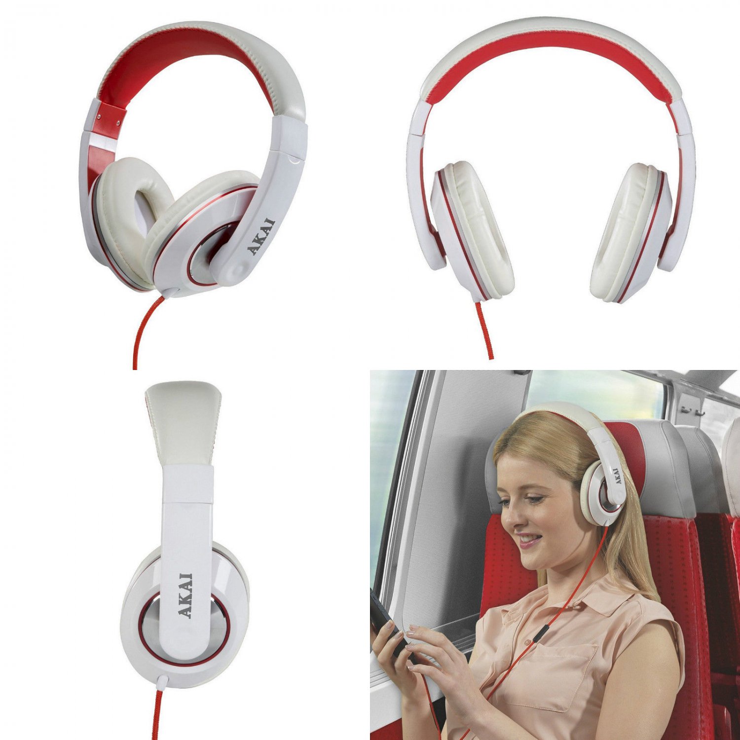 Akai A58019W DJ Style Over Ear Heaphones in White - Brand NEW
