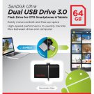 SanDisk 64GB Ultra Dual OTG USB 3.0 Flash Drive Memory Stick For Mobiles