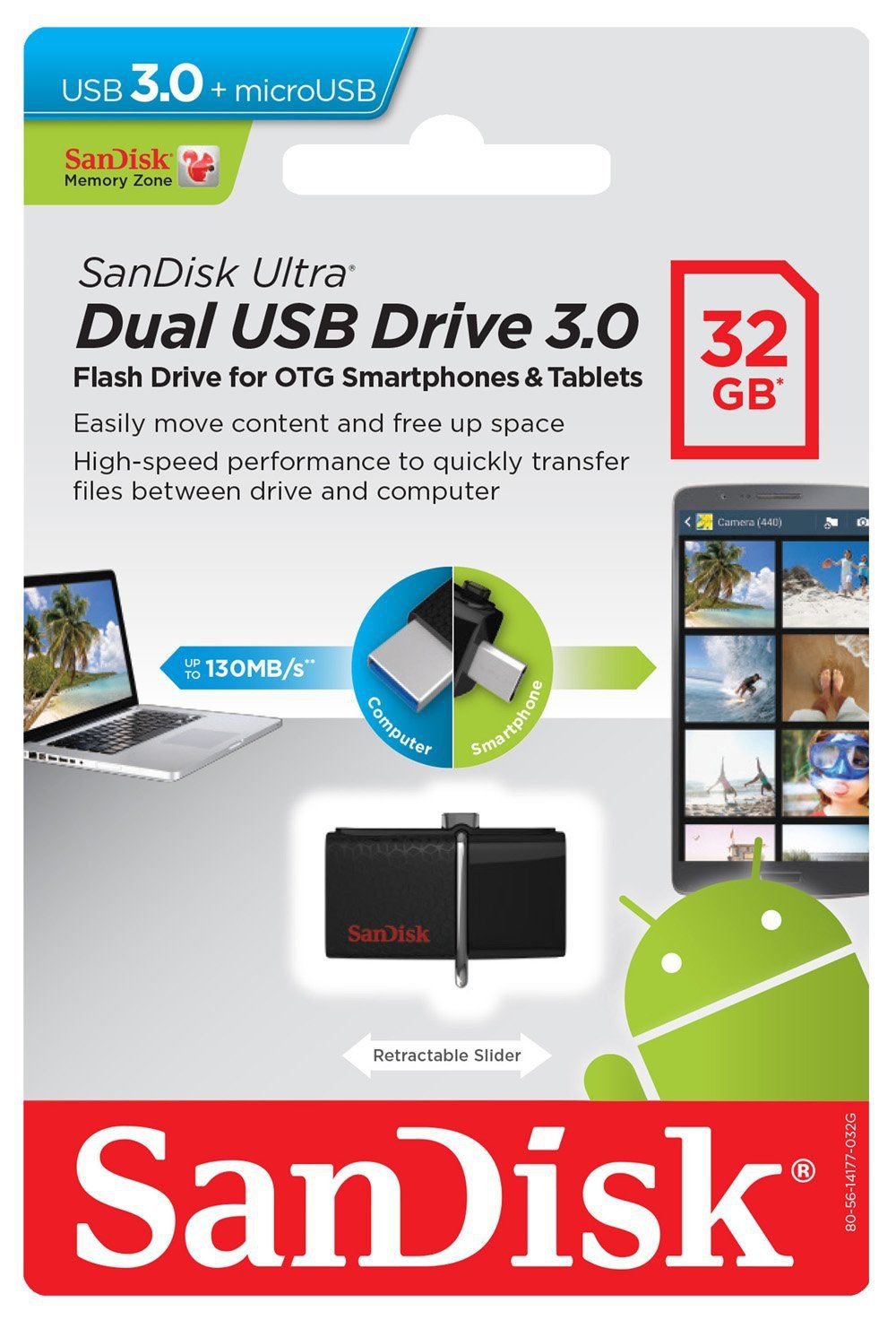 SANDISK 32GB ULTRA DUAL OTG MICRO FLASH DRIVE USB FOR MOBILE TABLET