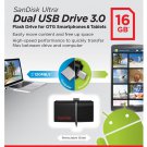 SANDISK  16GB ULTRA DUAL OTG MICRO FLASH DRIVE USB FOR MOBILE TABLET