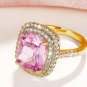 Pink Cubic Zirconia Wedding Rings for Women Personality Big Marriage Party Rings