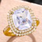 Pink Cubic Zirconia Wedding Rings for Women Personality Big Marriage Party Rings