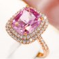 Pink Cubic Zirconia Wedding Rings for Women Personality Big Marriage Party Rings
