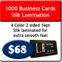 1000 Business Cards 4/4 US Standard 2" X 3.5 Silk Coating both sides. Heavy Stock.