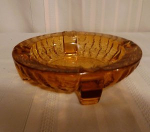 Vintage Amber Glass Ashtray