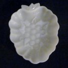 Vintage White Milk Glass Grape Leaf Desigh Opalescent Candy,Relish or Nut Dish.