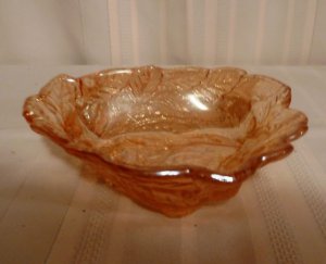 Vintage Amber Berry Leaf Candy Dish
