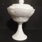 Indiana Harvest Grape Milk Glass Pedestal Compote/Wedding Bowl