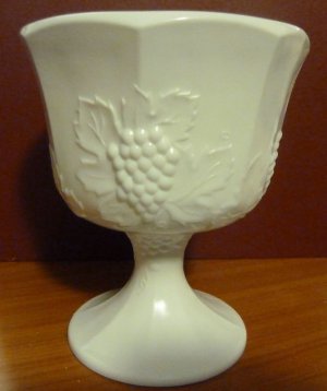 Indiana Harvest Grape (Footed) Milk Glass Vase