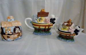Noahs Ark - Tea Pot, Creamer and Salt & Pepper Shakers (Cardinal, World Bazaars)