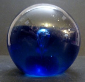 Cobalt Blue Art Glass Crystal Ball WithTeardrop