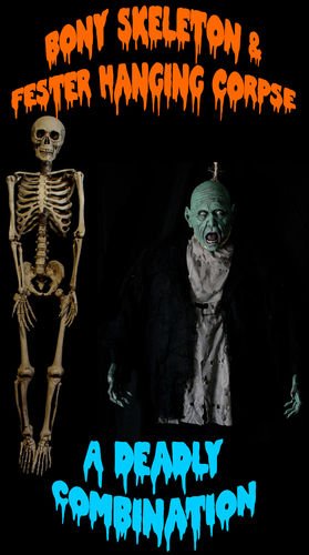 Bony Skeleton and Fester Hanging Corpse