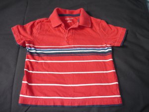 Boys Clothes Sonoma 3T Collar Short Sleeve Shirt Red White Blue Stripe