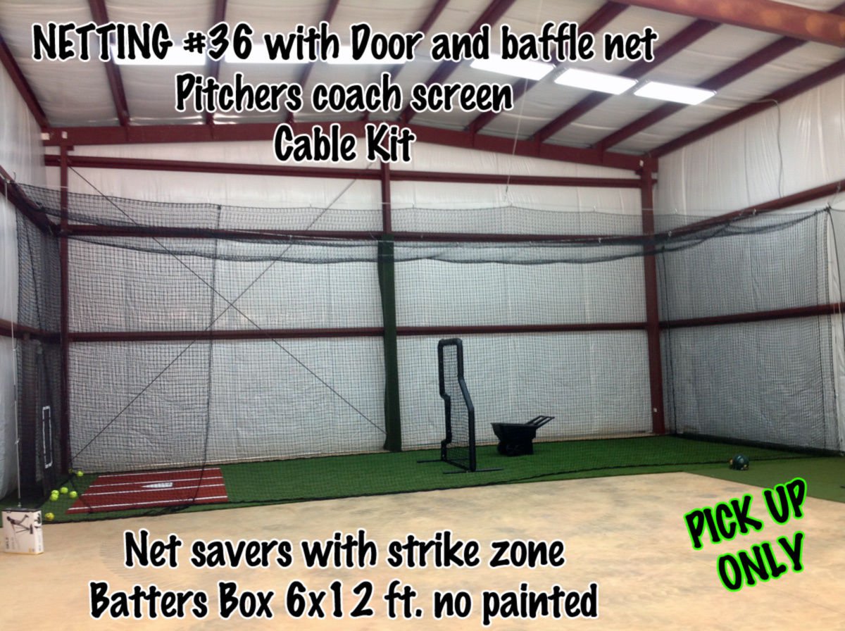 Baseball batting cage net best 36 12 H. 14 W. 50 L. cable kit system