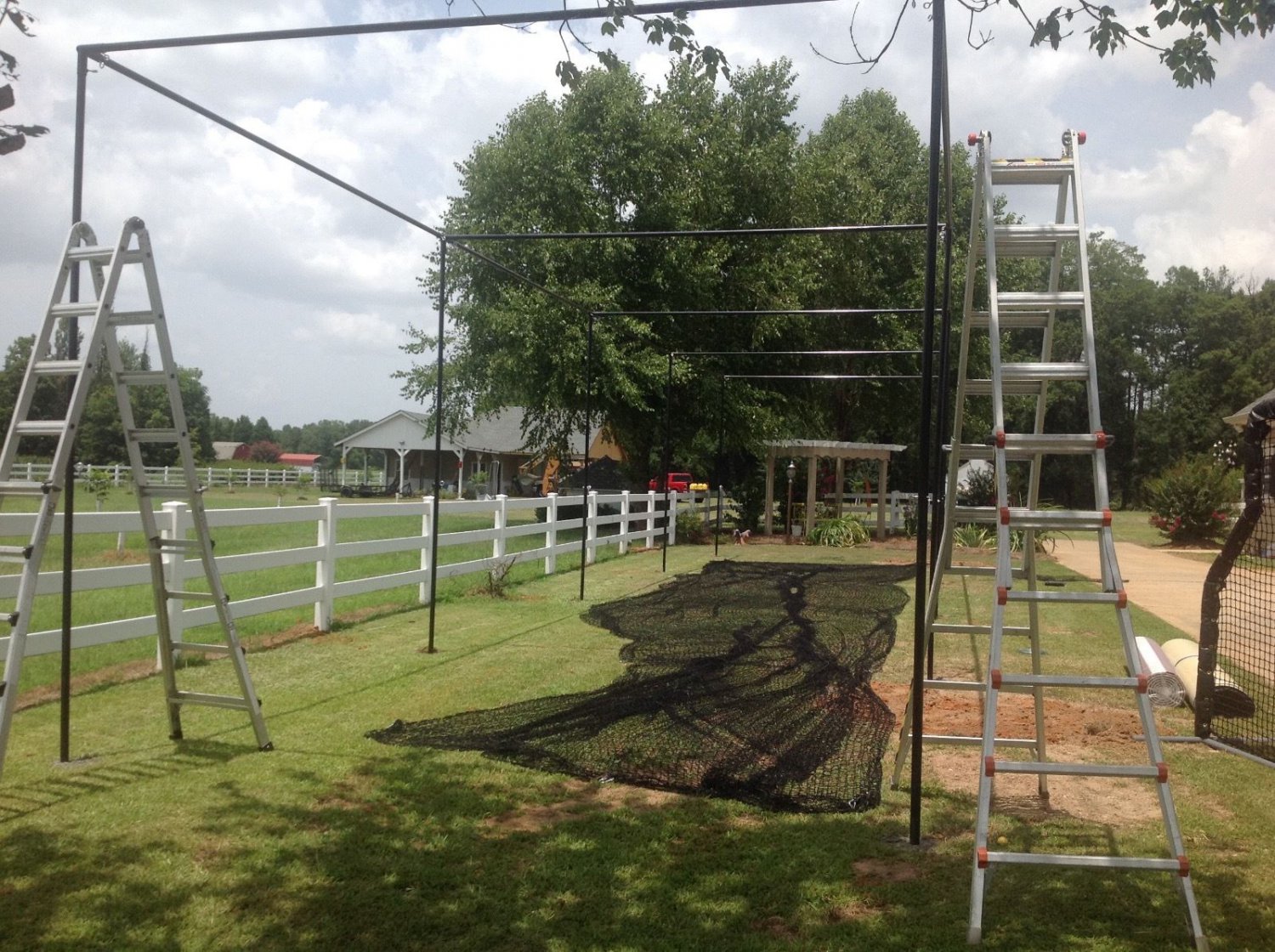 12x14x60 ft. Batting cage frame kit, Nylon net 36 and Net saver