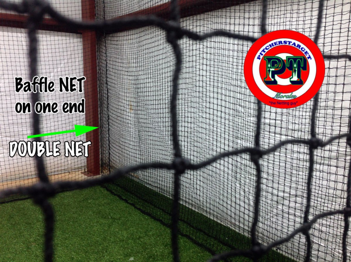 Baseball batting cage netting 12x14x70 door baffle net 36, free net