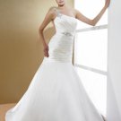 2012 New Custom Made Beaded One Shoulder Satin Fishtail Mermaid Wedding Dress WG490