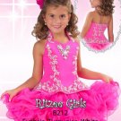 2-6year Old Girl Halter Peach Ball Satin Organza Crystals Mini Flower Girl Dress/Little Pageant Gown