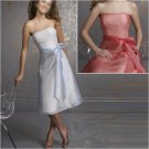 Custom Made Strapless Organza Layered Bridesmaid Dress Bowknot Short Cooktail
