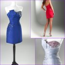 Custom Made Sheath Satin Mini Royal Red Beaded Short Cooktail Dress/Wedding PARTY Dress