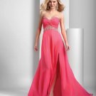 Sweetheart A-line Appliques Lace Empire Waist Peach Sweep Train Evening Dress/Prom Gown US2-12
