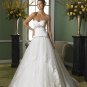 Strapless Lace Appliques Beaded Tulles Satin Wedding Dress zipper back