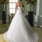Strapless Lace Appliques Beaded Tulles Satin Wedding Dress zipper back