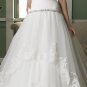 Strapless Lace Appliques Beaded Tulles Satin Wedding Dress zipper back