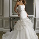 Merimaid Organza Ruffles Beads Sash  Wedding Dress Zipper Back