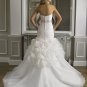 Merimaid Organza Ruffles Beads Sash  Wedding Dress Zipper Back