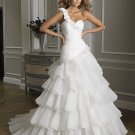 One Shoulder Flora Ruched Organza Chapel train wedding gown 340