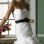 Strapless Layered Organza Mermaid Wedding Gown Black Belt