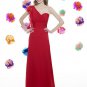 Chiffon  One Shoulder Ruffles Sleeve A-line Floor length Red Bridesmaid Dress