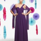 custom made  purple one shoulder ruched chiffon long bridesmaid gown