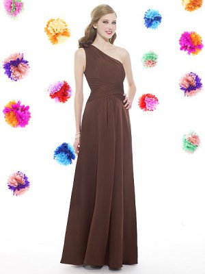 cutsom made one shoulder ruched chiffon full length bridesmaid dress