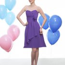 Royal purple chiffon flowers on waist  short bridesmaid gown/cooktail