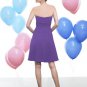 Royal purple chiffon flowers on waist short bridesmaid gown/cooktail