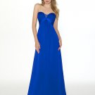 Sweetheart open back long royal blue beaded bridesmaid gown/prom