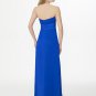 Sweetheart open back long royal blue beaded bridesmaid gown/prom