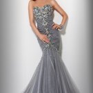Custom Made Sliver Sweetheart crystals Organza Mermaid Formal Evening Dress/prom Gown