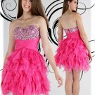 sweetheart crystals ruched ruffles above knee length  mini short cooktail dress/party gown