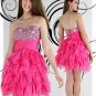 sweetheart crystals ruched ruffles above knee length  mini short cooktail dress/party gown