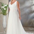 Puls size A-line Chiffon Ruched Appliques Lace Wedding Gown WG78