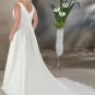 Puls size A-line Chiffon Ruched Appliques Lace Wedding Gown WG78