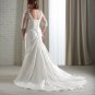 New Long Sleeves Sheath A-line Lace Ruched Charmeuse puls size wedding gown corset back