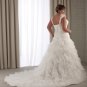 Elgeant V neck Ruched Tulles Ivory Ruffles Corset Back Plus size Wedding Dress For fat